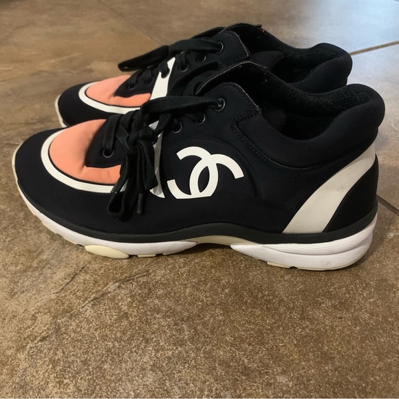 Pre-owned Cloth Low Trainers/Running Shoes in Black/Pink - Picture 3 of 8